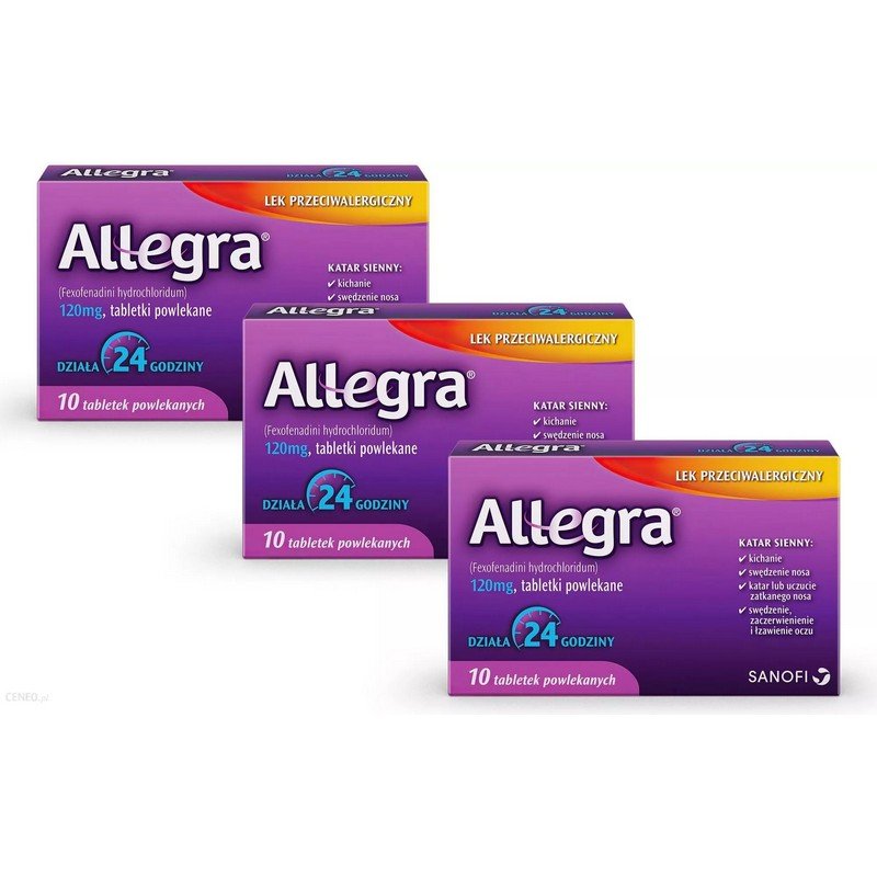 allegra 120 mg for allergy hay fever 3x10 tabl Allegra 120 mg tablets (for allergy, hay fever) 30 pcs