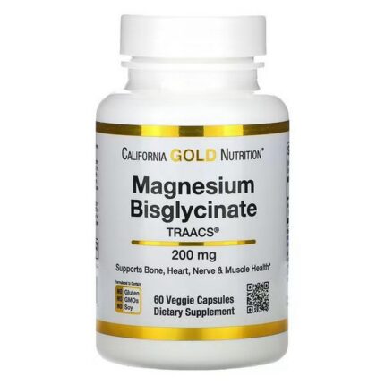California Gold Nutrition Magnesium Bisglycinate Albion TRAACS 200 mg 60 Vegetable Capsules