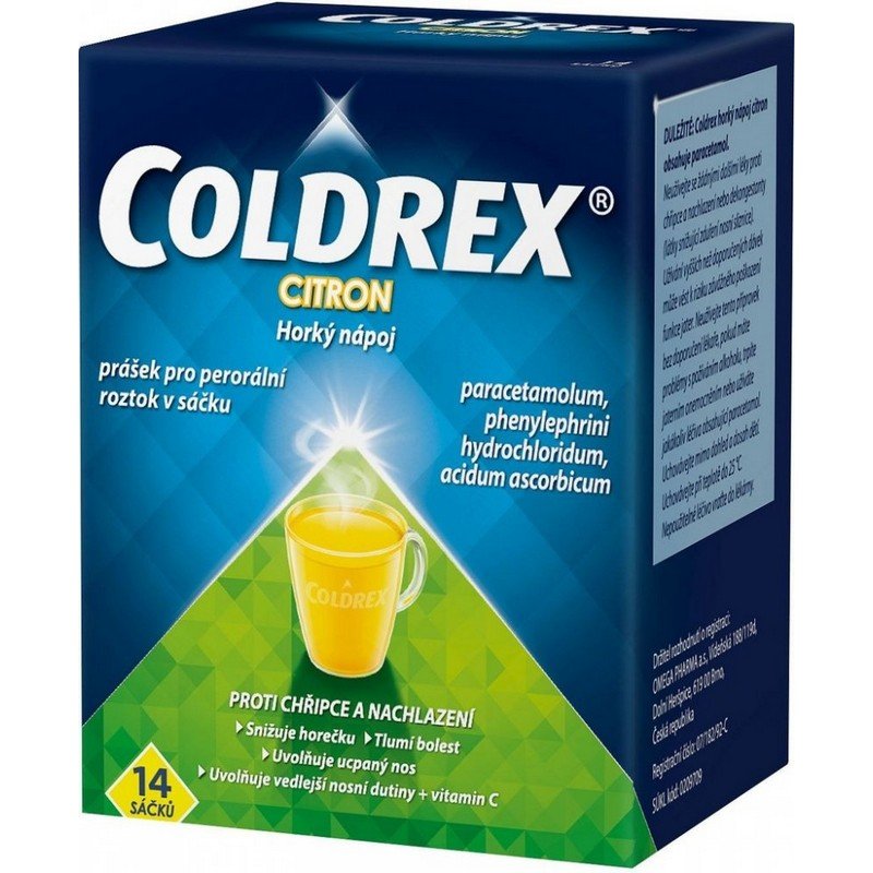 coldrex hot drink lemon 750mg10mg60mg porplvsolscc14 i Coldrex Hot Drink Lemon 750 mg / 10 mg / 60 mg powder for solution 14 sachets