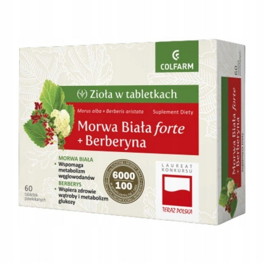 colfarmwhite mulberry forte berberine 60 tabletsmorwa biala forte berberyna 60 tabletek Colfarm White Mulberry Forte + Berberine 60 Tablets