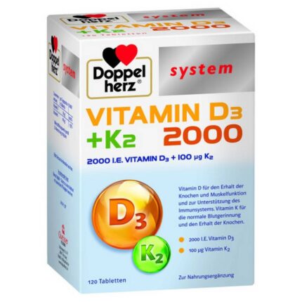 DOUBLE HERZ Vitamin D3 2000+K2 system tablets, 120 pcs