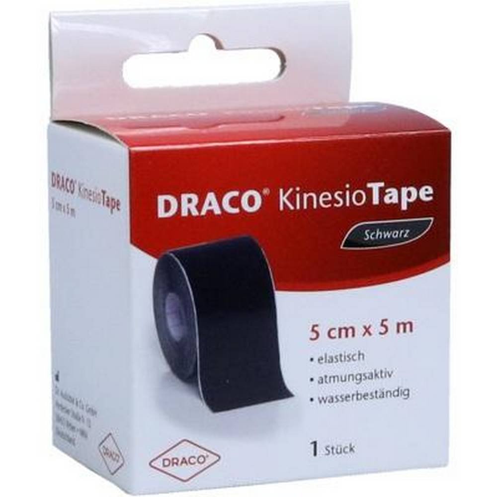 draco kinesiotape 5 cmx5 m schwarz 1 st DRACO KINESIOTAPE 5 cmx5 m schwarz, 1 St