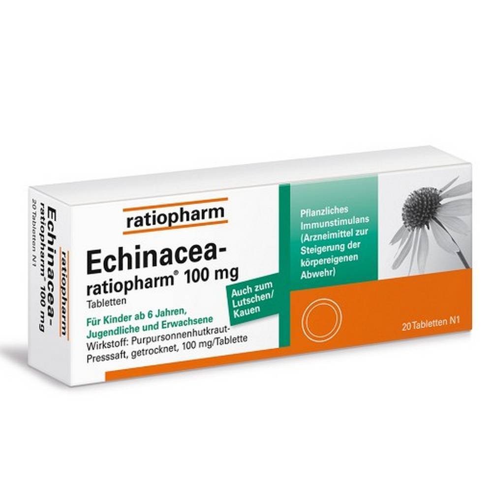 echinacea ratiopharm 100 mg tablets 20 pcs ECHINACEA RATIOPHARM 100 mg tablets, 20 pcs