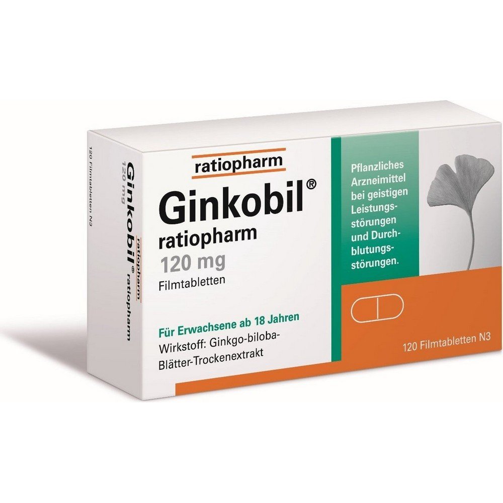 ginkobil ratiopharm 120mg film coated tablets 120 pieces Ginkobil Ratiopharm 120mg Film-Coated Tablets 120 pcs
