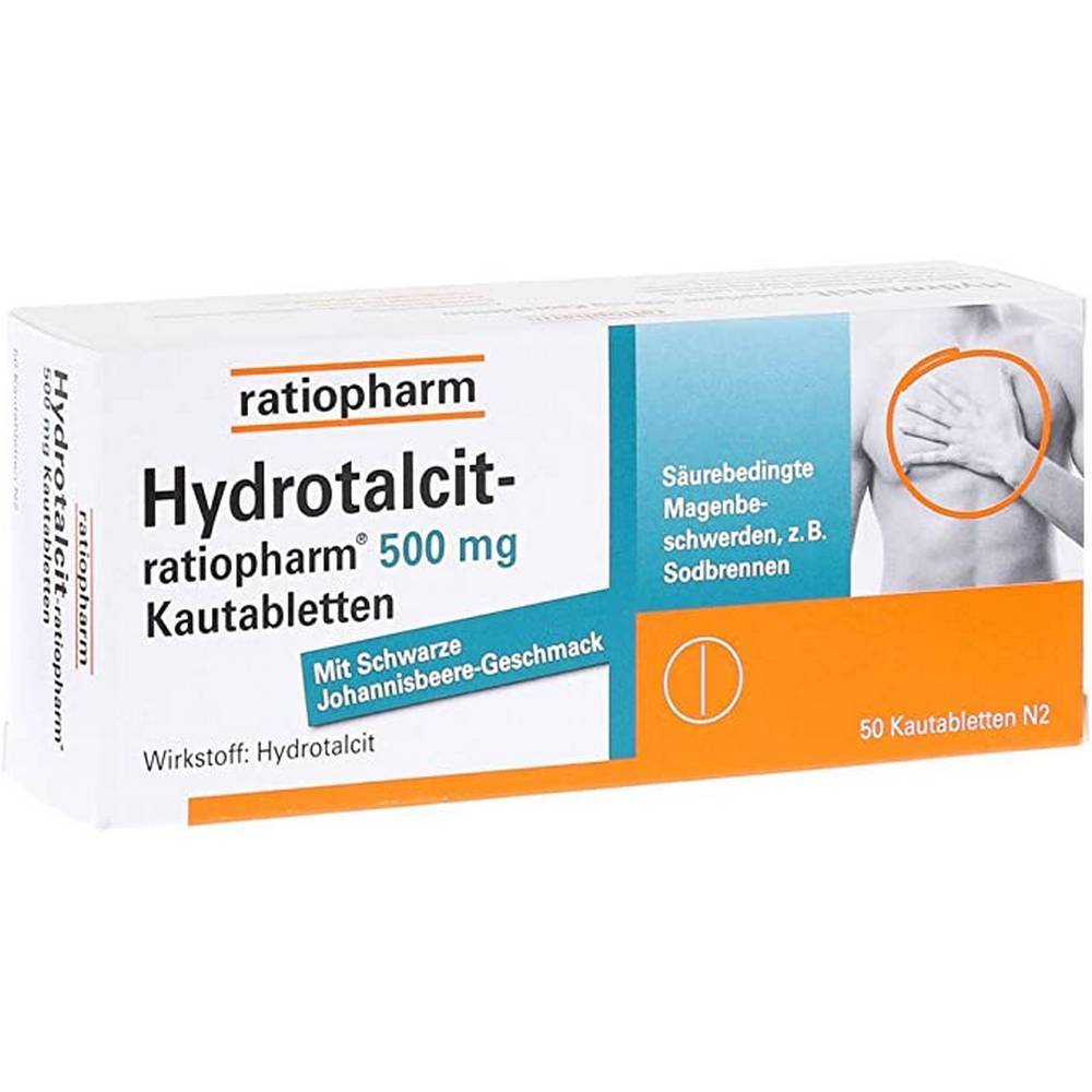 hydrotalcit ratiopharm 500 mg chewable tablets 50 pcs Hydrotalcit Ratiopharm 500 mg Chewable Tablets 50 pcs