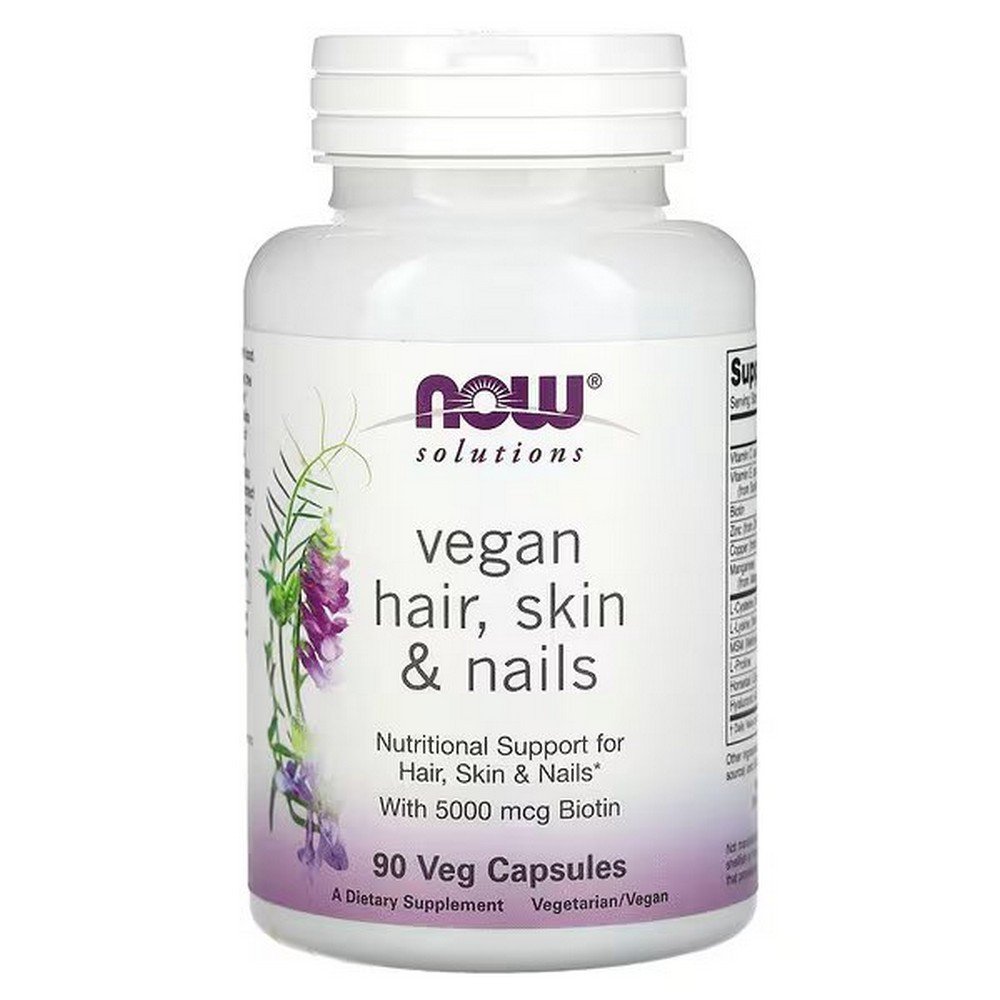 now foods solutions vegan hair skin and nails 90 vegetable capsules NOW Foods Solutions 90 Vegetable Capsules