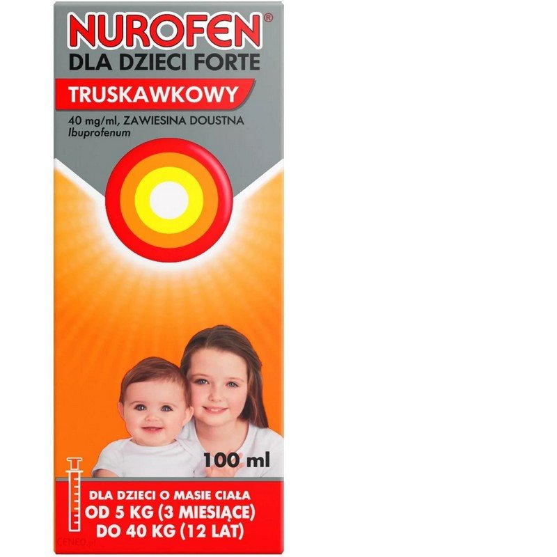 nurofen for children forte suspension ibuprofen 200 mg 5 ml with strawberry flavor 100 ml Nurofen for Children Strawberry Forte 40 mg/ml oral suspension 100 ml