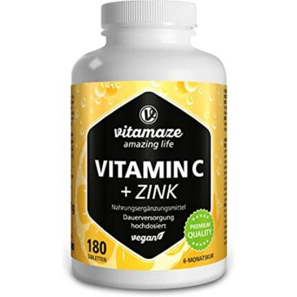 VITAMIN C 1000 mg high dose + zinc vegan tablets, 180 pcs