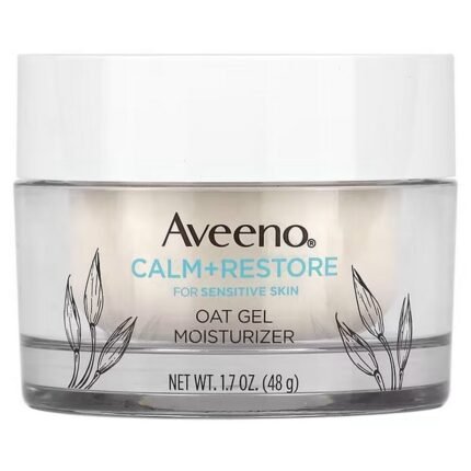 Aveeno, Calm + Restore, Oat Gel Moisturizer, oat-based soothing and restoring gel moisturizer, fragrance-free, 1.7 oz (48 g), Aveeno, Calm + Restore, увлажняющий гель-крем с овсом, без отдушек, 48 г (1