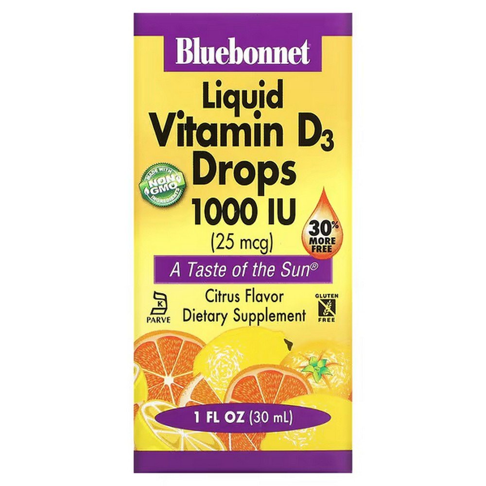 Bluebonnet Nutrition, Liquid Vitamin D3 Drops, Natural Citrus Flavor, 1, 000 IU, 1 fl. oz. (30ml), Bluebonnet Nutrition, Жидкий витамин D3, в каплях, натуральный цитрусовый вкус, 1, 000 МЕ Bluebonnet Nutrition, Liquid Vitamin D3 Drops, Natural Citrus Flavor, 1, 000 IU, 1 fl. oz. (30ml), Bluebonnet Nutrition, Жидкий витамин D3, в каплях, натуральный цитрусовый вкус, 1, 000 МЕ