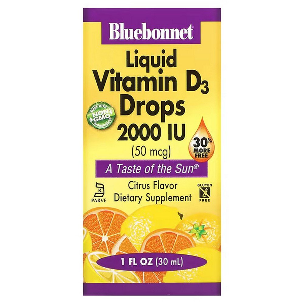 Bluebonnet Nutrition, Liquid Vitamin D3 Drops, Natural Citrus Flavor, 2000 IU, 1 fl. oz. (30ml), Bluebonnet Nutrition, Жидкий витамин D3 в каплях с натуральным цитрусовым вкусом, 2000 МЕ Bluebonnet Nutrition, Liquid Vitamin D3 Drops, Natural Citrus Flavor, 2000 IU, 1 fl. oz. (30ml), Bluebonnet Nutrition, Жидкий витамин D3 в каплях с натуральным цитрусовым вкусом, 2000 МЕ