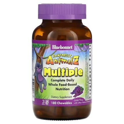 Bluebonnet Nutrition, Rainforest Animalz Grape Flavor, 180 Chewable Tablets, Bluebonnet Nutrition, Rainforest Animalz, мультивитамин на основе цельных продуктов