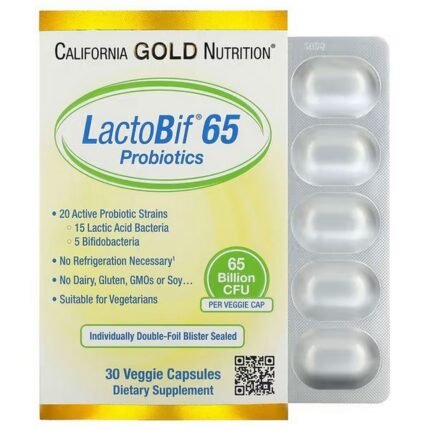 California Gold Nutrition, LactoBif 65 Probiotics, Probiotics, 65 Billion CFU, 30 Vegetarian Capsules, California Gold Nutrition, Пробиотики LactoBif 65, пробиотики, 65 миллиардов КОЕ