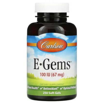 Carlson, E-Gems, 67 mg (100 IU), 250 softgels, Carlson, E-Gems, 67 мг (100 МЕ)