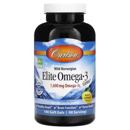 Carlson, Wild Norwegian, Elite Omega-3 Gems, 1, 600 mg, 180 Softgels (800 mg per Softgel), Carlson, отборные омега-3 кислоты из норвежской рыбы дикого улова, 1600 мг