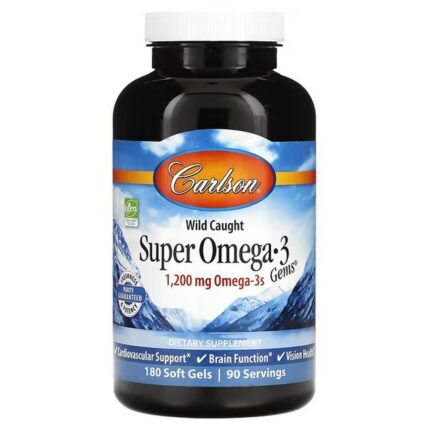Carlson, Wild Caught Super Omega-3 Gems, 1, 200 mg, 180 soft capsules (600 mg per soft capsule), Carlson, высокоэффективные омега-3 кислоты из рыбы дикого улова, 1200 мг