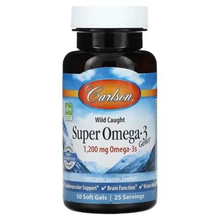 Carlson, Wild Caught Super Omega-3 Gems, 1, 200 mg, 50 Softgels (600 mg per Softgel), Carlson, Super Omega-3 Gems, высокоэффективные омега-3 кислоты из рыбы дикого улова, 1200 мг
