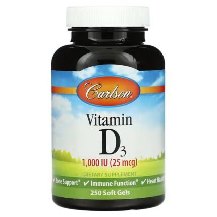 Carlson, Vitamin D3, 1, 000 IU (25 mcg), 250 Softgels, Carlson, Витамин D3, 1000 МЕ (25 мкг)