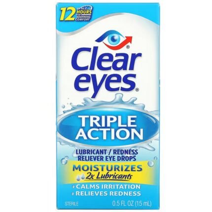 Clear Eyes, Triple Action, Lubricant/Redness Reliever Eye Drops, 15 ml (0.5 fl. oz.), Clear Eyes, Triple Action, Lubricant/Redness Reliever Eye Drops, 15 ml (0