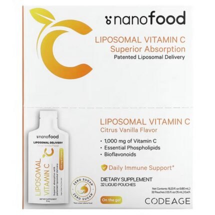 Codeage, Liposomal Vitamin C, Citrus Vanilla, 1, 000 mg, 32 Sachets, 15 ml (0.5 fl. oz.) Each, Codeage, Липосомальный витамин C, цитрусовая ваниль, 1000 мг, 32 пакетика по 15 мл (0