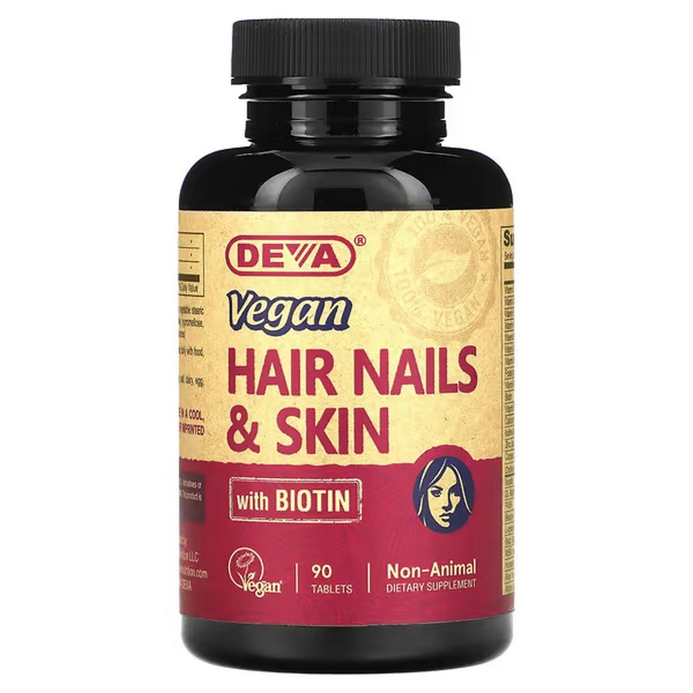 Deva, Vegan Hair Nails & Skin with Biotin, 90 tablets, Deva, Vegan Hair Nails & Skin with Biotin Deva, Vegan Hair Nails & Skin with Biotin, 90 tablets, Deva, Vegan Hair Nails & Skin with Biotin
