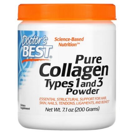 Doctor’s Best, Pure Collagen Types 1 and 3 Powder, Pure Collagen Powder, Types 1 and 3, 200 g (7.1 oz.), Doctor’s Best, Порошок чистого коллагена типов 1 и 3, порошок чистого коллагена типов 1 и 3, 200 г (7
