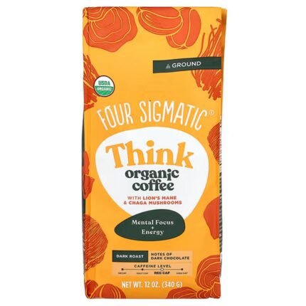 Four Sigmatic, Ground mushroom coffee with lion’s mane and chaga, dark roast, 340 g (12 oz.);Four Sigmatic, gemahlener Pilzkaffee mit Löwenmähne und Chaga, dunkle Röstung
