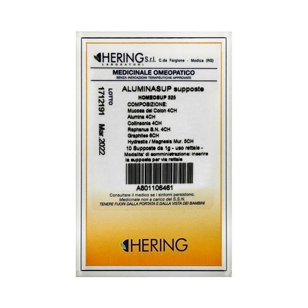 HERING – Aluminasup – Homeopathic Remedy 10 Suppositories HERING – Aluminasup – Homeopathic Remedy 10 Suppositories