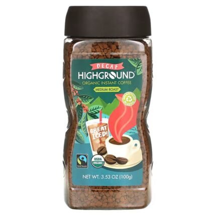 Highground Coffee, Organic Instant Coffee, Medium, Decaffeinated, 3.53 oz (100 g), Highground Coffee, Löslicher Bio-Kaffee, Mittel, Entkoffeiniert, 3