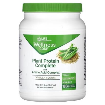 Life Extension, Wellness Code, Plant Protein Complete and Amino Acid Complex, Vanilla, 450 g (0.99 lb.), Life Extension, Wellness Code, Plant Protein Complete und Amino Acid Complex, Vanille, 450 g (0