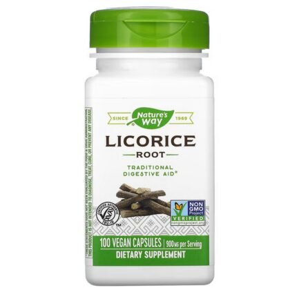 Nature’s Way, Licorice Root, 900 mg, 100 vegan capsules (450 mg per capsule), Nature’s Way, Корень солодки, 900 мг