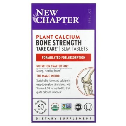 New Chapter, Vegetable Calcium, Bone Strength, Caution, 60 Vegetarian Slim Tablets, New Chapter, Pflanzliches Calcium, Knochenstärke, Vorsicht, 60 vegetarische