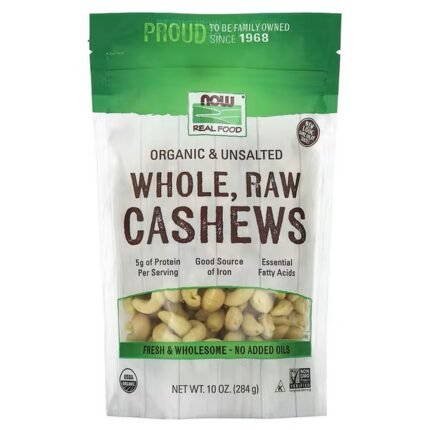 NOW Foods, Real Food Organic, Whole Raw Cashews, Unsalted, 10 oz (284 g), NOW Foods, Real Food Organic, echte Bio- Nahrungsmittel, ganze, rohe Cashewkerne, ungesalzen