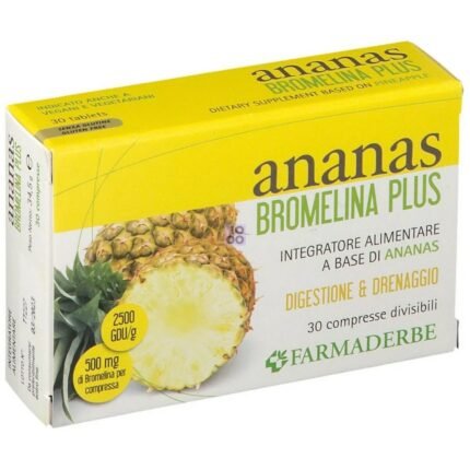 Pineapple Bromelain Plus draining CELLULITE, microcirculation, digestion 30 tablets, Ananas Bromelina Plus drenante CELLULITE, microcircolo, digestione 30 compresse