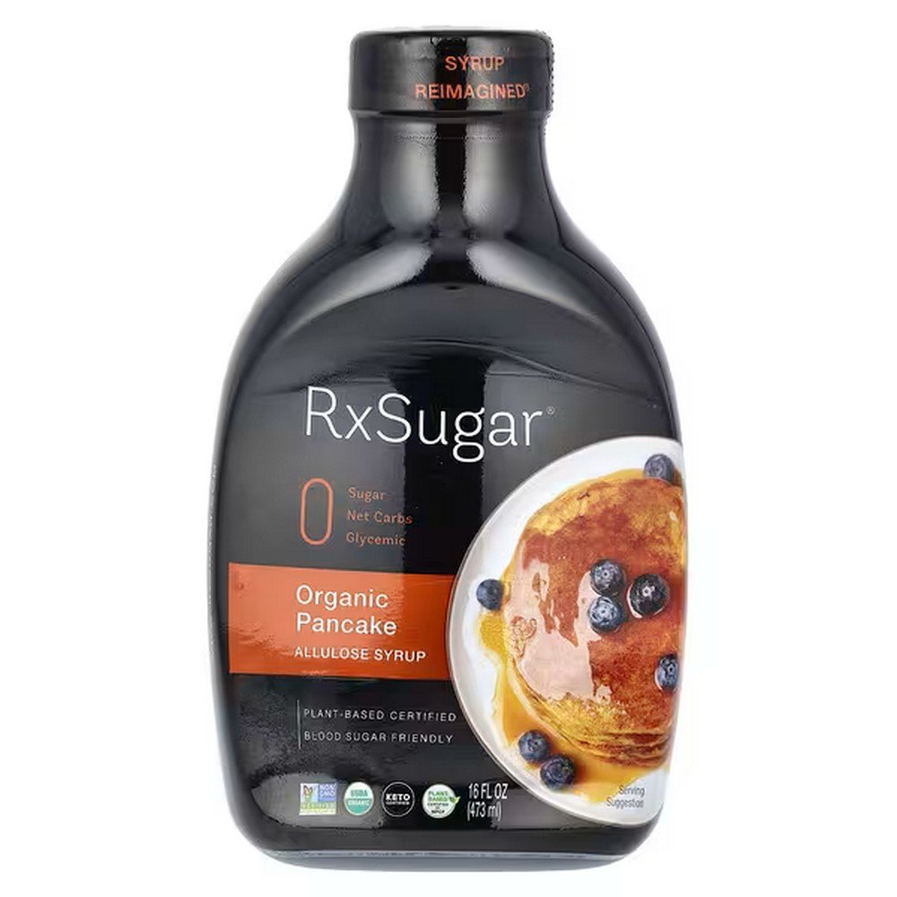 RxSugar, Organic Pancake Allulose Syrup, Organic Pancake Allulose Syrup, 16 fl. oz. (473 ml);RxSugar, Organic Pancake Allulose Syrup, Bio-Pfannkuchen-Allulose-Sirup RxSugar, Organic Pancake Allulose Syrup, Organic Pancake Allulose Syrup, 16 fl. oz. (473 ml);RxSugar, Organic Pancake Allulose Syrup, Bio-Pfannkuchen-Allulose-Sirup