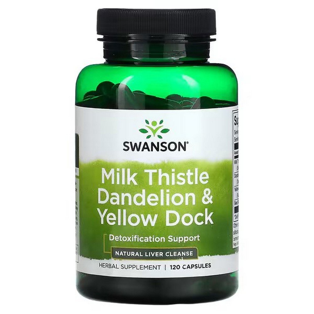 Swanson, Milk Thistle and Dandelion with Yellow Dock, 120 Capsules, Swanson, Mariendistel und Löwenzahn mit gelbem Dock Swanson, Milk Thistle and Dandelion with Yellow Dock, 120 Capsules, Swanson, Mariendistel und Löwenzahn mit gelbem Dock